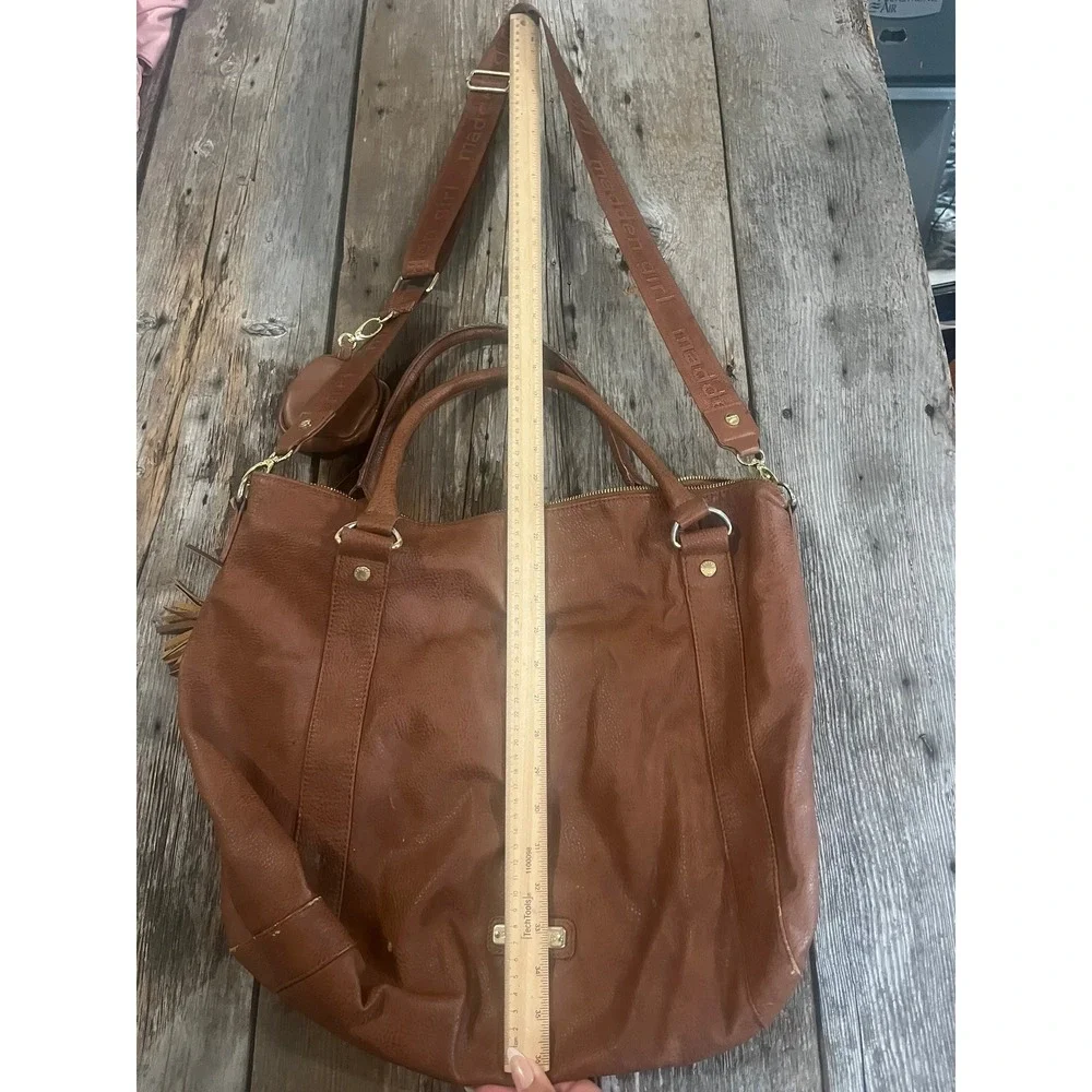 Steve Madden Brown Faux Leather Hobo Bag‎ Crossbody Tassel Cognac Large